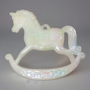 VTG Christmas Rocking Horse Ornament Pearlescent Color Plastic